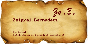 Zsigrai Bernadett névjegykártya